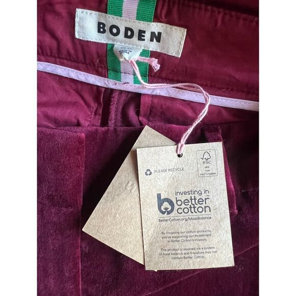 Boden NWT Women's Red Kew Velvet Pants MSRP $160 Size 8R - Picture 4 of 7